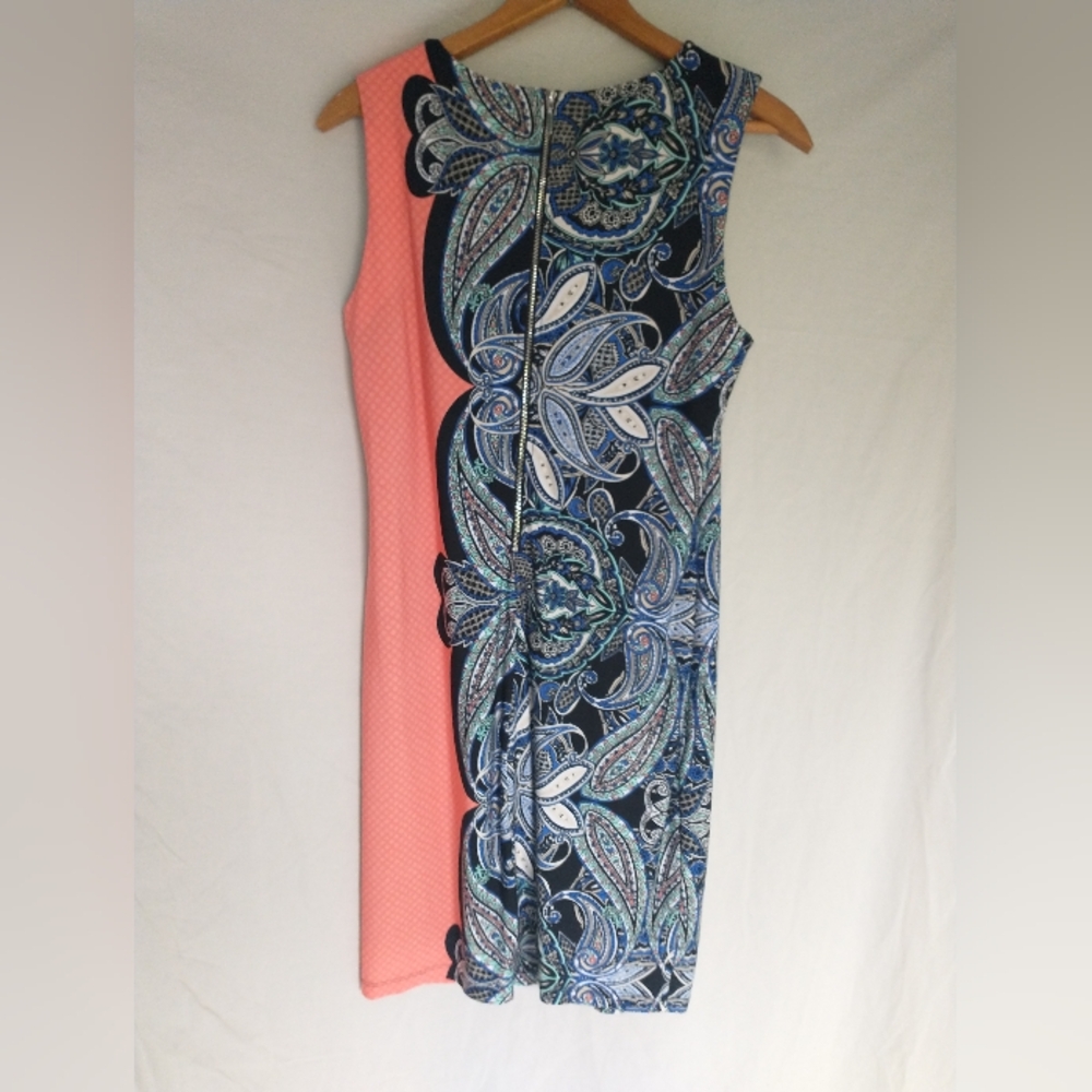 Women's Rafaella Pink and blue paisley sleeveless midi dress - Picture 8 of 9